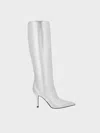 Charles & Keith - Metallic Pointed-toe Stiletto-heel Knee-high Boots In Silver