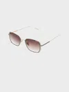Charles & Keith - Metallic-rim Rectangular Sunglasses In Black