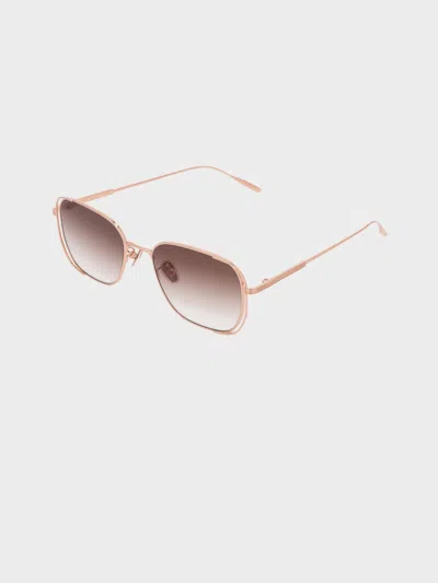 Charles & Keith - Metallic-rim Rectangular Sunglasses In Rose Gold