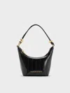 Charles & Keith - Micro Augustine Eel-effect Chain-handle Bag In Black