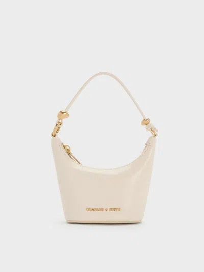 Charles & Keith - Micro Augustine Eel-effect Chain-handle Bag In White