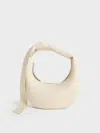 Charles & Keith - Micro Toni Knotted Crescent Hobo Bag In Chalk