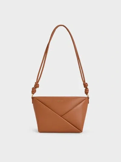 Charles & Keith Midori Geometric Crossbody Bag In Tan