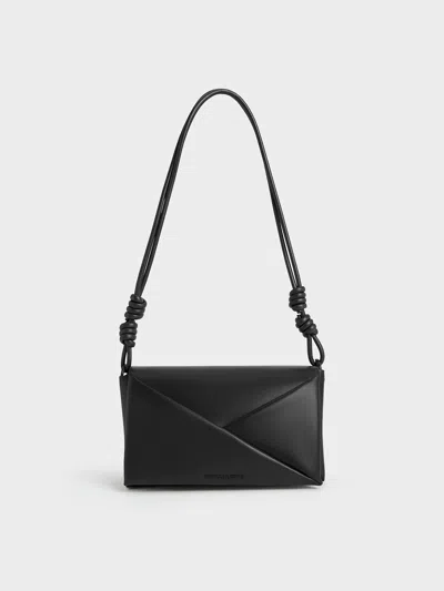 Charles & Keith - Midori Geometric Shoulder Bag In Jet Black