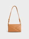 Charles & Keith - Midori Geometric Shoulder Bag In Toffee