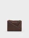 Charles & Keith - Midori Geometric Top-zip Wallet In Brown