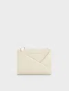 Charles & Keith Midori Geometric Top-zip Wallet In Cream