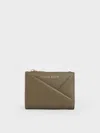 Charles & Keith - Midori Geometric Top-zip Wallet In Green