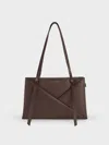 Charles & Keith - Midori Geometric Tote Bag In Brown