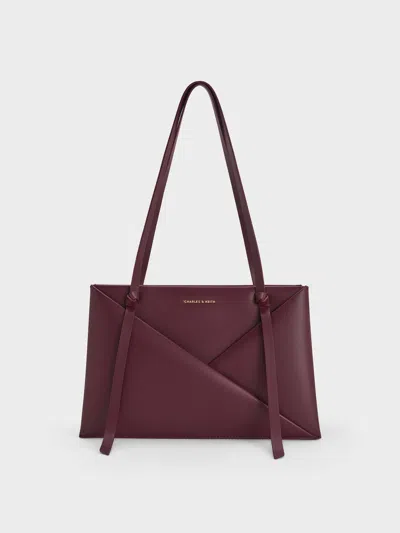 Charles & Keith - Midori Geometric Tote Bag In Red