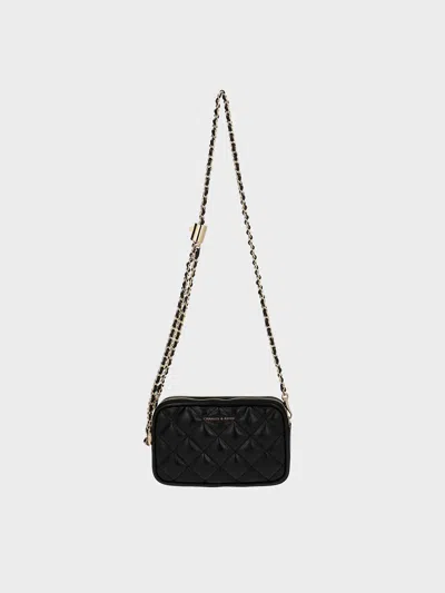 Charles & Keith - Mini Apfra Quilted Crossbody Bag In Black