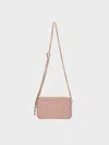 Charles & Keith - Mini Apfra Quilted Crossbody Bag In Pink