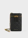 Charles & Keith - Mini Apfra Quilted Elongated Bag In Black