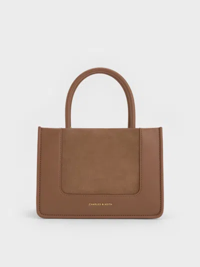 Charles & Keith - Mini Daylla Recycled Suede Tote Bag In Brown