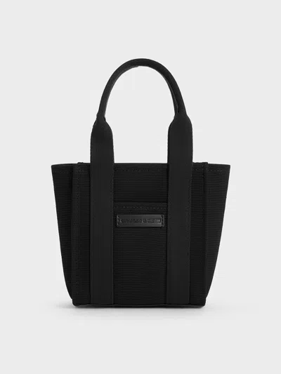 Charles & Keith - Mini Kay Canvas Tote Bag In Noir