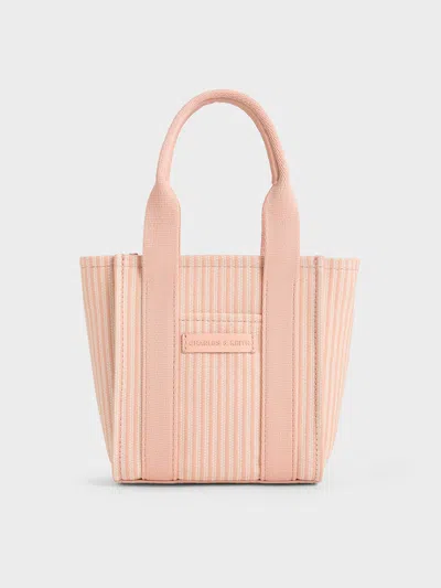 Charles & Keith - Mini Kay Striped Tote Bag In Pink