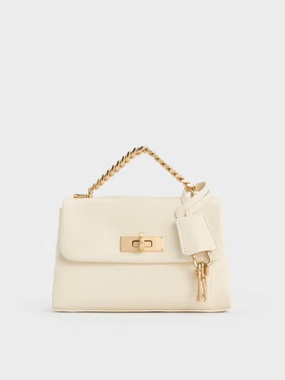 Charles & Keith - Mini Kerry Chain-handle Crossbody Bag In Cream