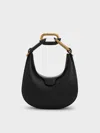 Charles & Keith - Mini Kora Chain-link Moon Bag In Black