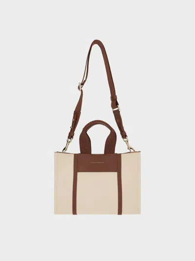 Charles & Keith - Mini Shalia Canvas Tote Bag In Neutral