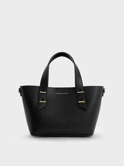 Charles & Keith - Mini Shania Double-handle Tote Bag In Black