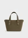 Charles & Keith - Mini Shania Recycled Suede Double-handle Tote Bag In Green