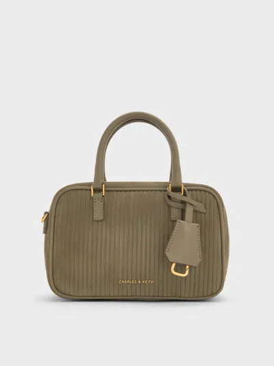 Charles & Keith - Mini Sianna Corduroy Bowling Bag In Green