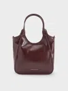 Charles & Keith - Mini Sianna Crinkle-effect Slouchy Tote Bag In Red