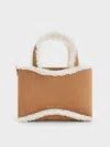 Charles & Keith - Mini Sybill Textured Fur-trim Tote Bag In Multi