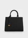 Charles & Keith Mirabelle Structured Top Handle Bag In Black