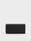 Charles & Keith Tassel Detail Long Wallet In Black