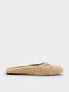 Charles & Keith - Nancy Faux Shearling Bow Ballet Mules In Brown