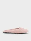 Charles & Keith - Nancy Faux Shearling Bow Ballet Mules In Pink