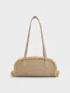 Charles & Keith - Nelly Recycled Suede & Faux Shearling Elongated Shoulder Bag