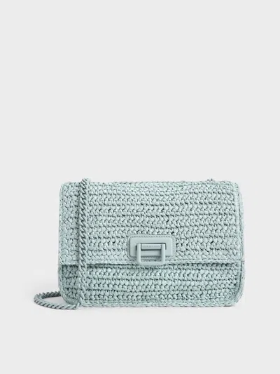 Charles & Keith - Neva Woven Chain-handle Shoulder Bag In Sage Green