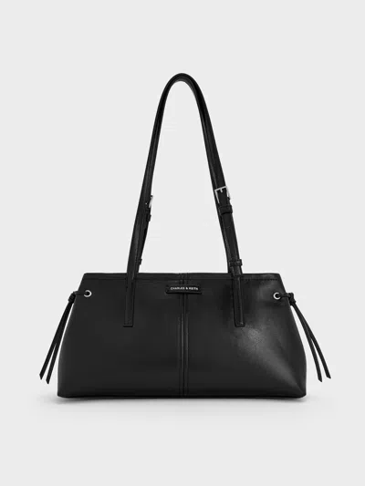 Charles & Keith - Noane Elongated-handle Shoulder Bag In Black