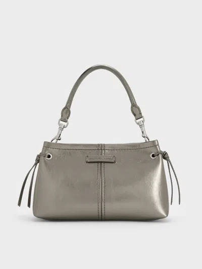 Charles & Keith - Noane Metallic Top Handle Bag In Gray
