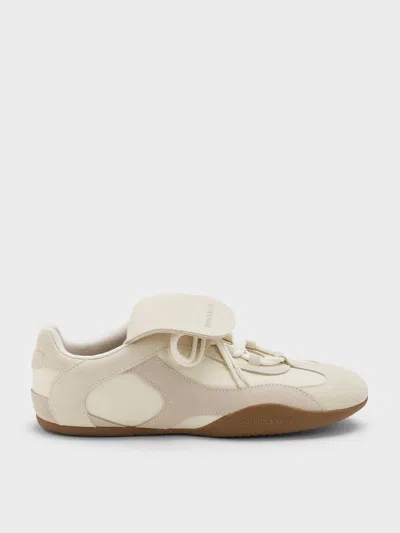 Charles & Keith - Nylon & Suede Top-flap Sneakers In Gray
