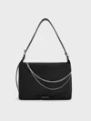 Charles & Keith - Nylon Chain-link Slouchy Shoulder Bag In Noir
