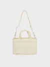 Charles & Keith - Nylon Chevron Boxy Tote Bag In Cream