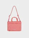 Charles & Keith - Nylon Chevron Boxy Tote Bag In Guava Pink