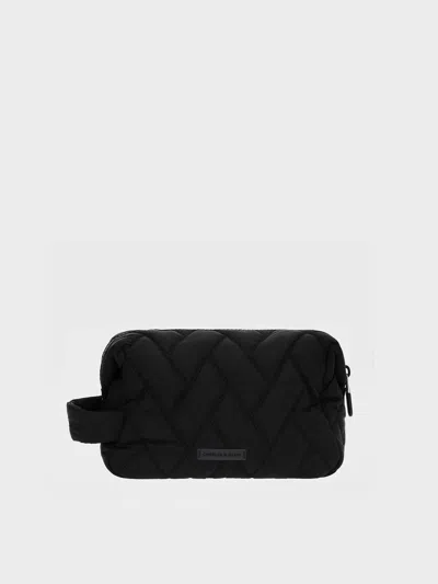 Charles & Keith - Nylon Chevron Pouch In Black