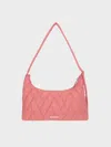 Charles & Keith - Nylon Chevron Shoulder Bag In Guava Pink