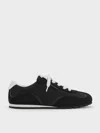 Charles & Keith - Nylon Contrast-panel Lace-up Sneakers In Black