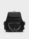 Charles & Keith - Nylon Puffy Chain-link Backpack In Noir