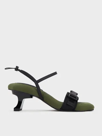 Charles & Keith - Nylon Wave-edge Sculptural-heel Sandals