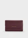Charles & Keith - Octavia Front Flap Long Wallet In Red