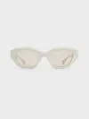 Charles & Keith - Onyx Recycled Acetate Cat-eye Sunglasses In Chalk