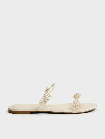 Charles & Keith - Orinda Knot-pearl Slide Sandals In Yellow