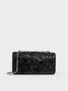 Charles & Keith - Paffuto Sequinned Wallet On Chain In Black
