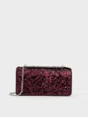 Charles & Keith - Paffuto Sequinned Wallet On Chain In Burgundy